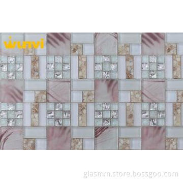 Acid - Resistant Glass Mix Metal Kitchen Backsplash Mosaic